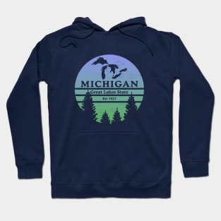 Michigan The Great Lakes State Lake Silhouette Trees Souvenir Hoodie